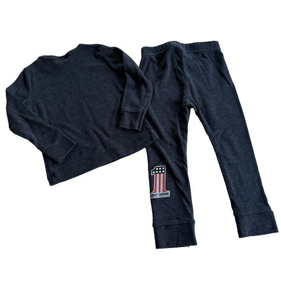 Harley Davidson Baby Boy's 2 Piece Long Sleeve Tee & Pant Gray Set Sz 12-18M - Picture 5 of 5